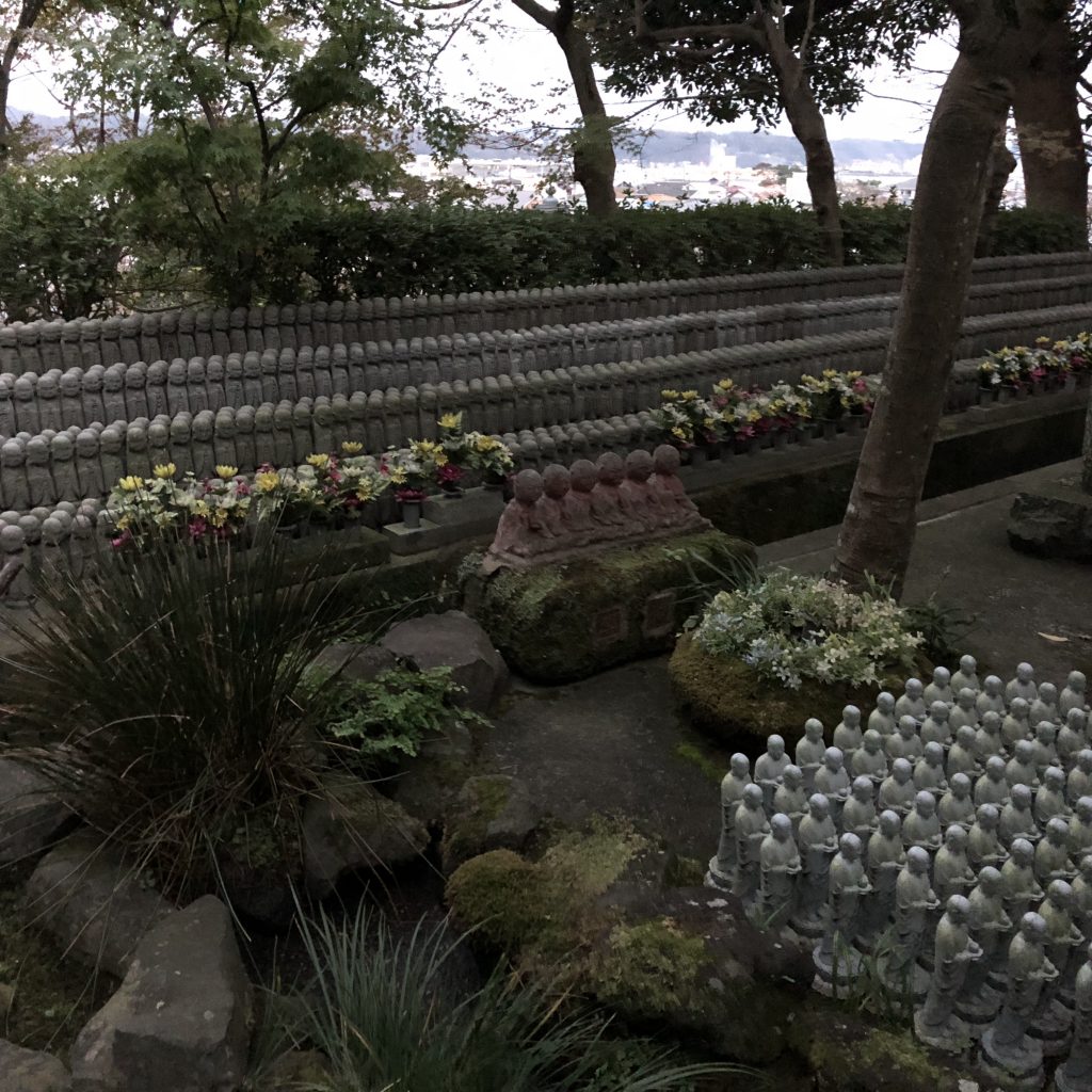 Another part of the memorial garden. Hundreds of Jizo statues line the edges.